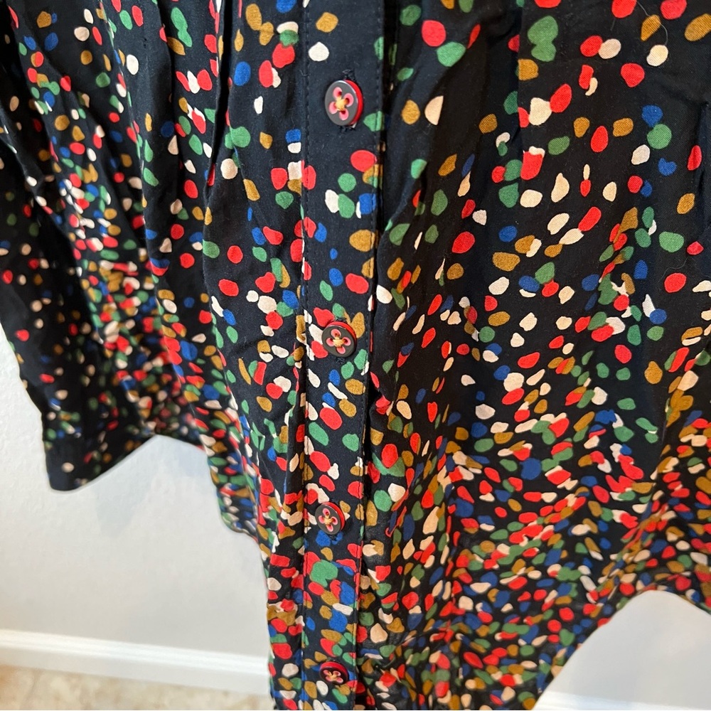 ANTHROPOLOGIE Maeve Wynwood Boho Polka Dot Button Down Blouse - Picture 8 of 13